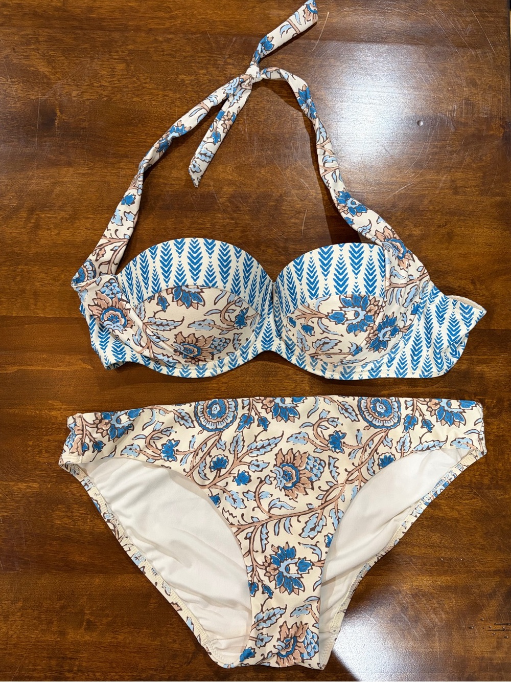 Next Women’s Blue Floral Halter Bikini Set - 34B Top Only